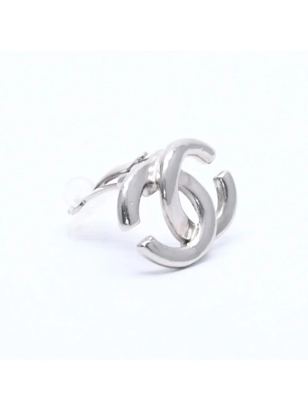 Chanel Earrings CC Logo 01 Silver Metal